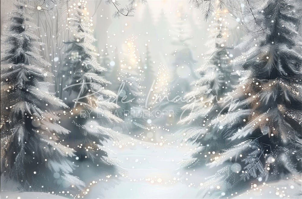 Kate Patinage Glace Étang Forêt Noël Toile de fond conçue par Lidia Redekopp - Kate Backdrop FR