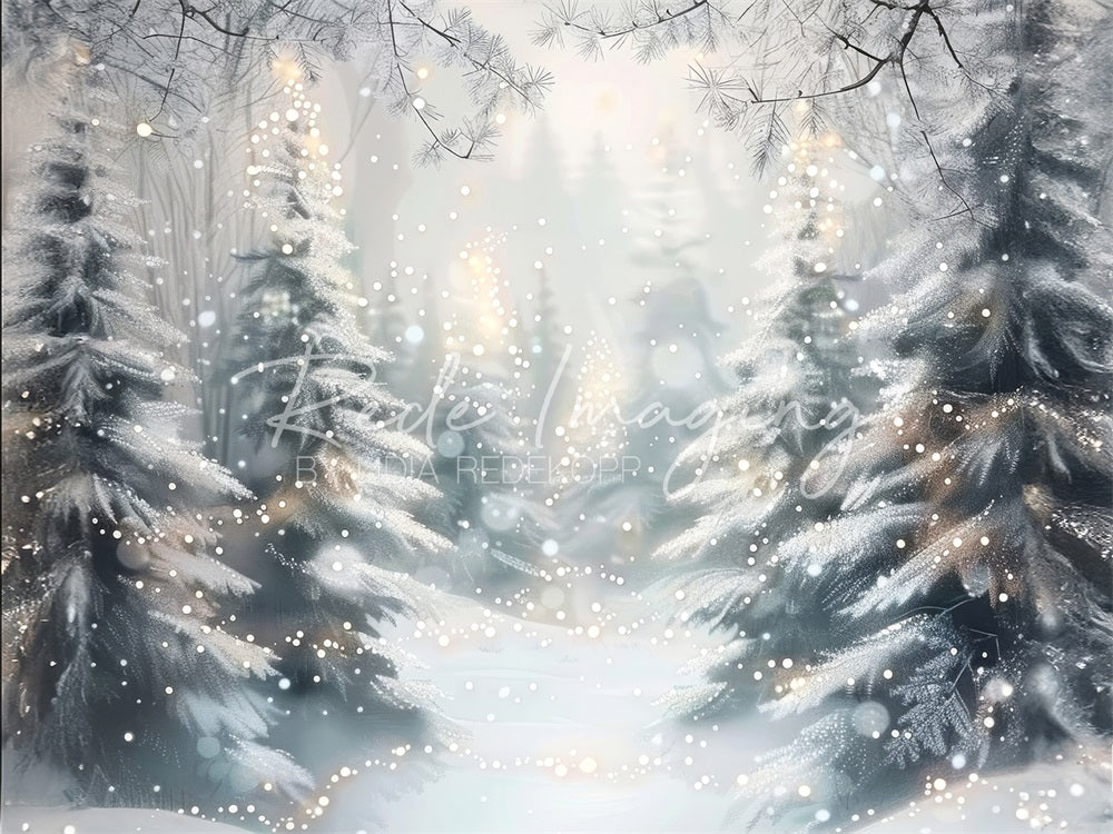 Kate Patinage Glace Étang Forêt Noël Toile de fond conçue par Lidia Redekopp - Kate Backdrop FR
