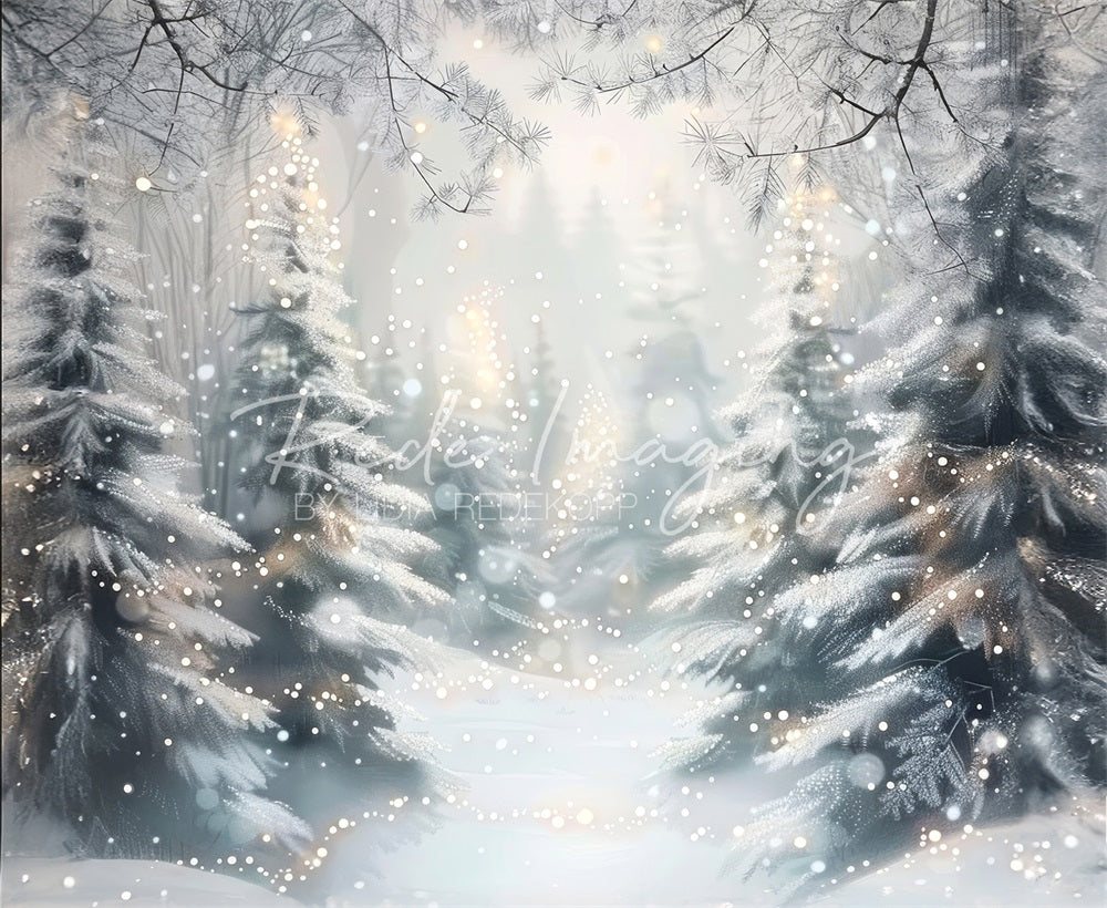 Kate Patinage Glace Étang Forêt Noël Toile de fond conçue par Lidia Redekopp - Kate Backdrop FR