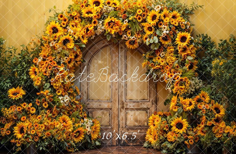 Kate Automne Arche de Tournesol Porte en bois Toile de fond conçue par Emetselch - Kate Backdrop FR