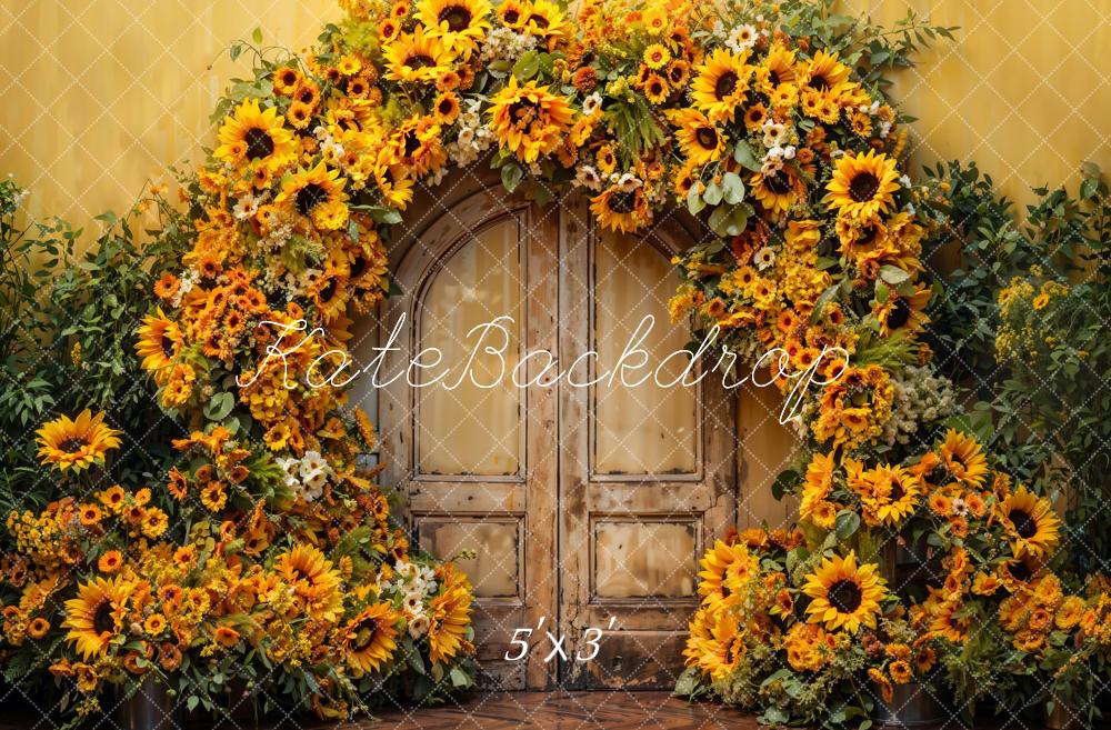 Kate Automne Arche de Tournesol Porte en bois Toile de fond conçue par Emetselch - Kate Backdrop FR