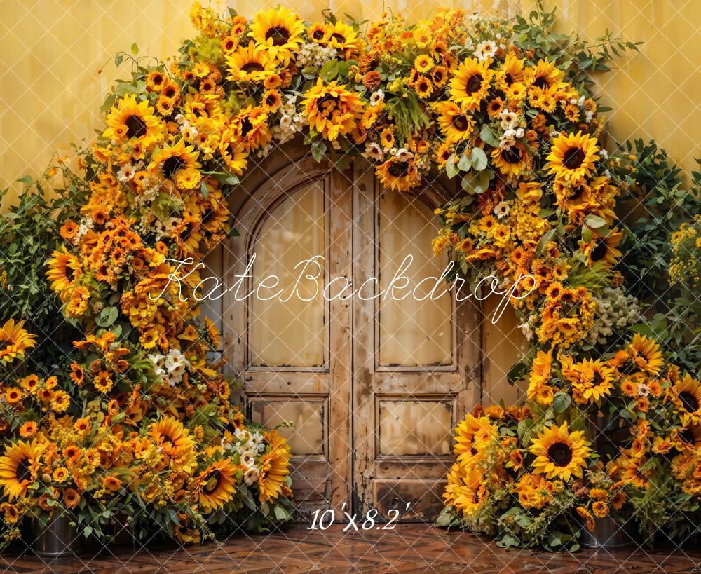 Kate Automne Arche de Tournesol Porte en bois Toile de fond conçue par Emetselch - Kate Backdrop FR
