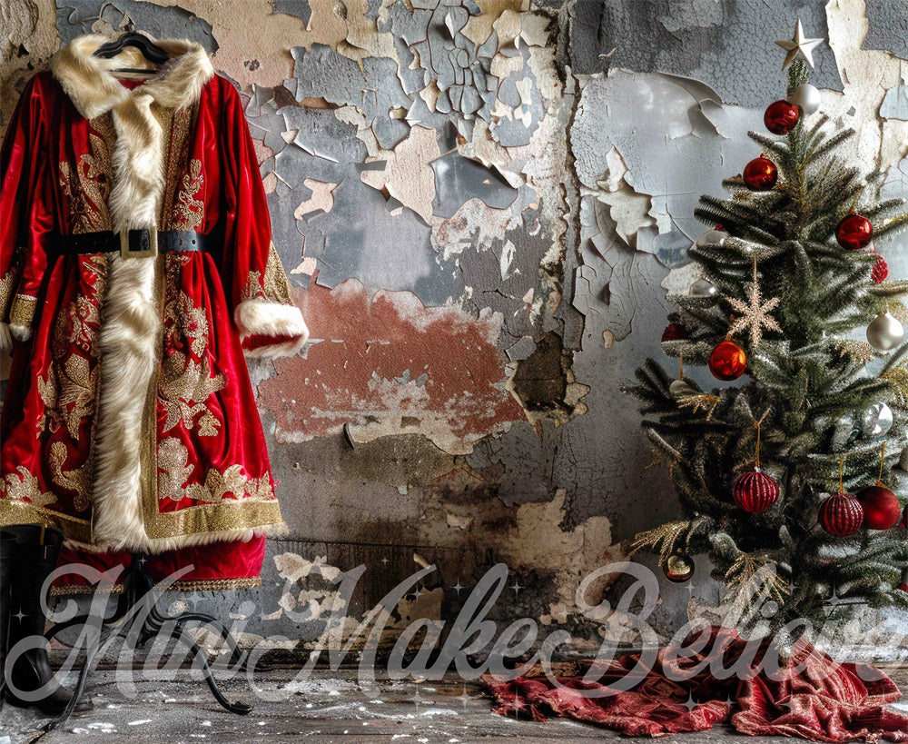 Kate Père Noël Intérieur Mur Minable Manteau Toile de fond conçue par Mini MakeBelieve - Kate Backdrop FR
