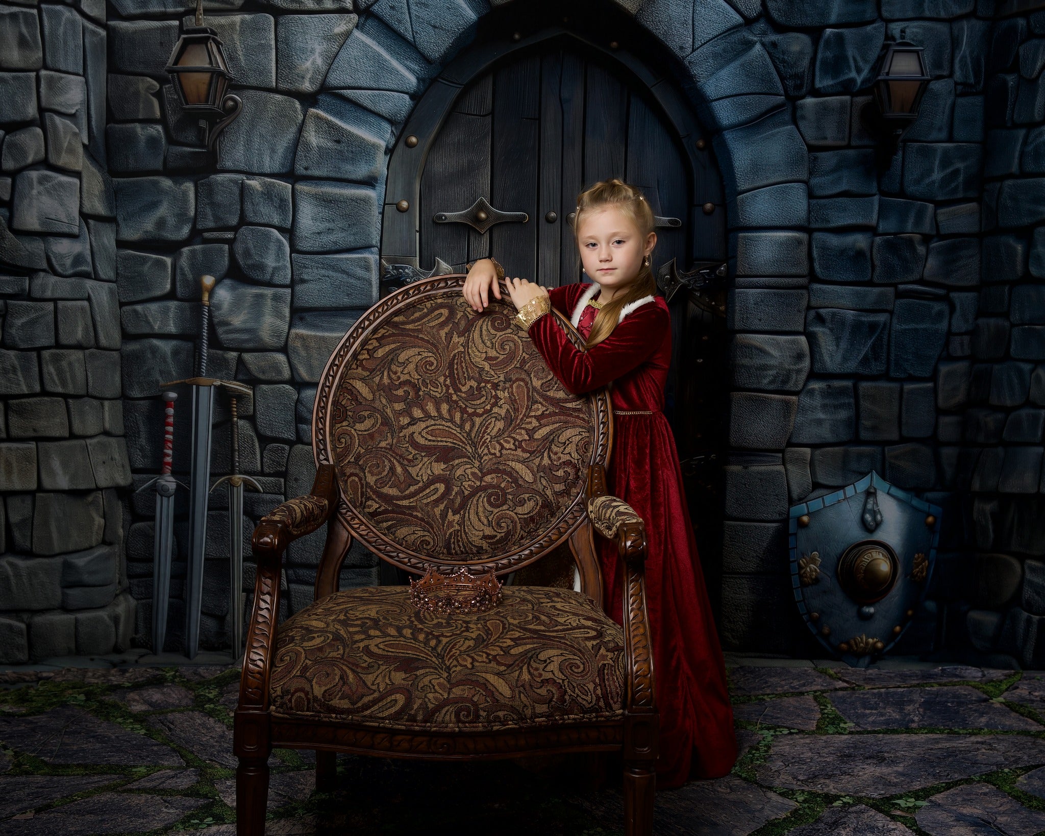 Kate Chevalier Château en brique Porte Toile de fond conçue par Patty Robert - Kate Backdrop FR