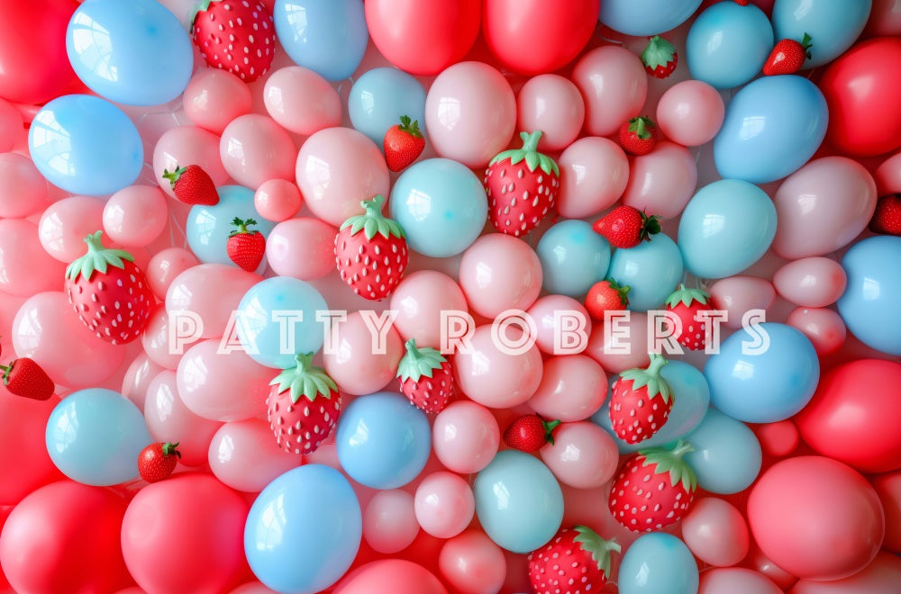 Kate Fraise Mur de ballons Rose et Bleu Toile de fond conçue par Patty Robert - Kate Backdrop FR