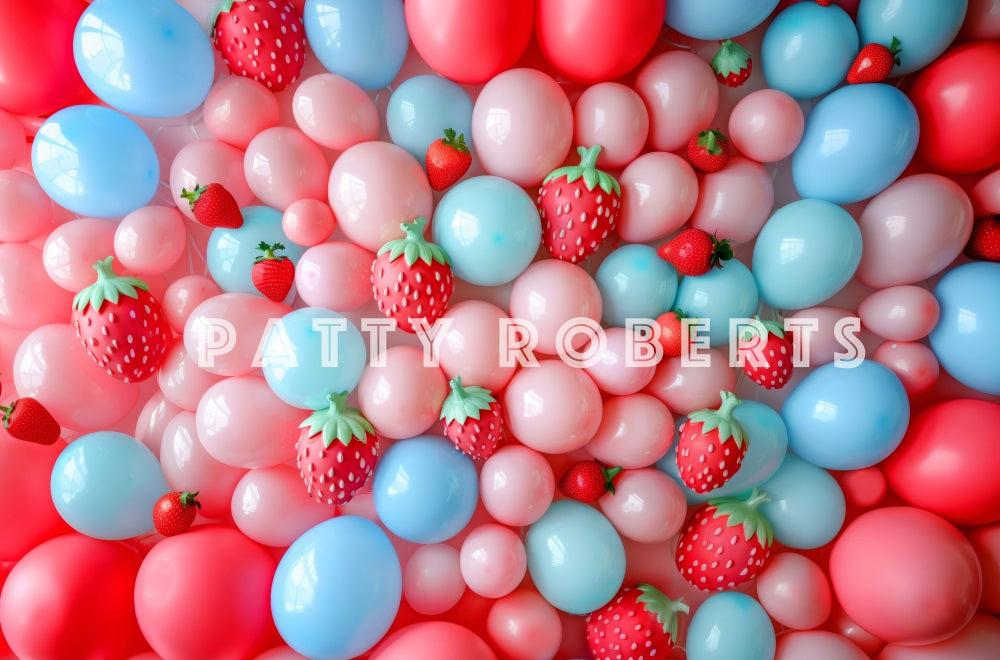 Kate Fraise Mur de ballons Rose et Bleu Toile de fond conçue par Patty Robert - Kate Backdrop FR