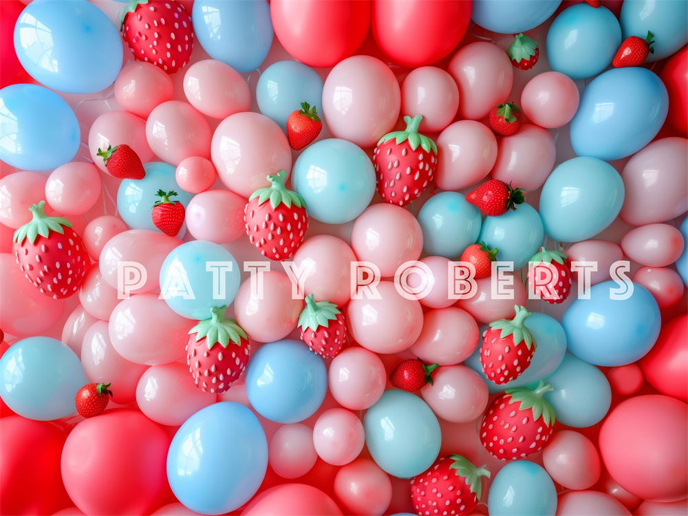 Kate Fraise Mur de ballons Rose et Bleu Toile de fond conçue par Patty Robert - Kate Backdrop FR