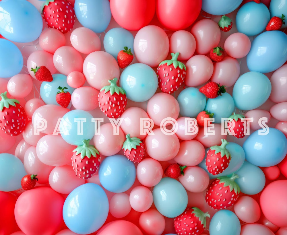 Kate Fraise Mur de ballons Rose et Bleu Toile de fond conçue par Patty Robert - Kate Backdrop FR