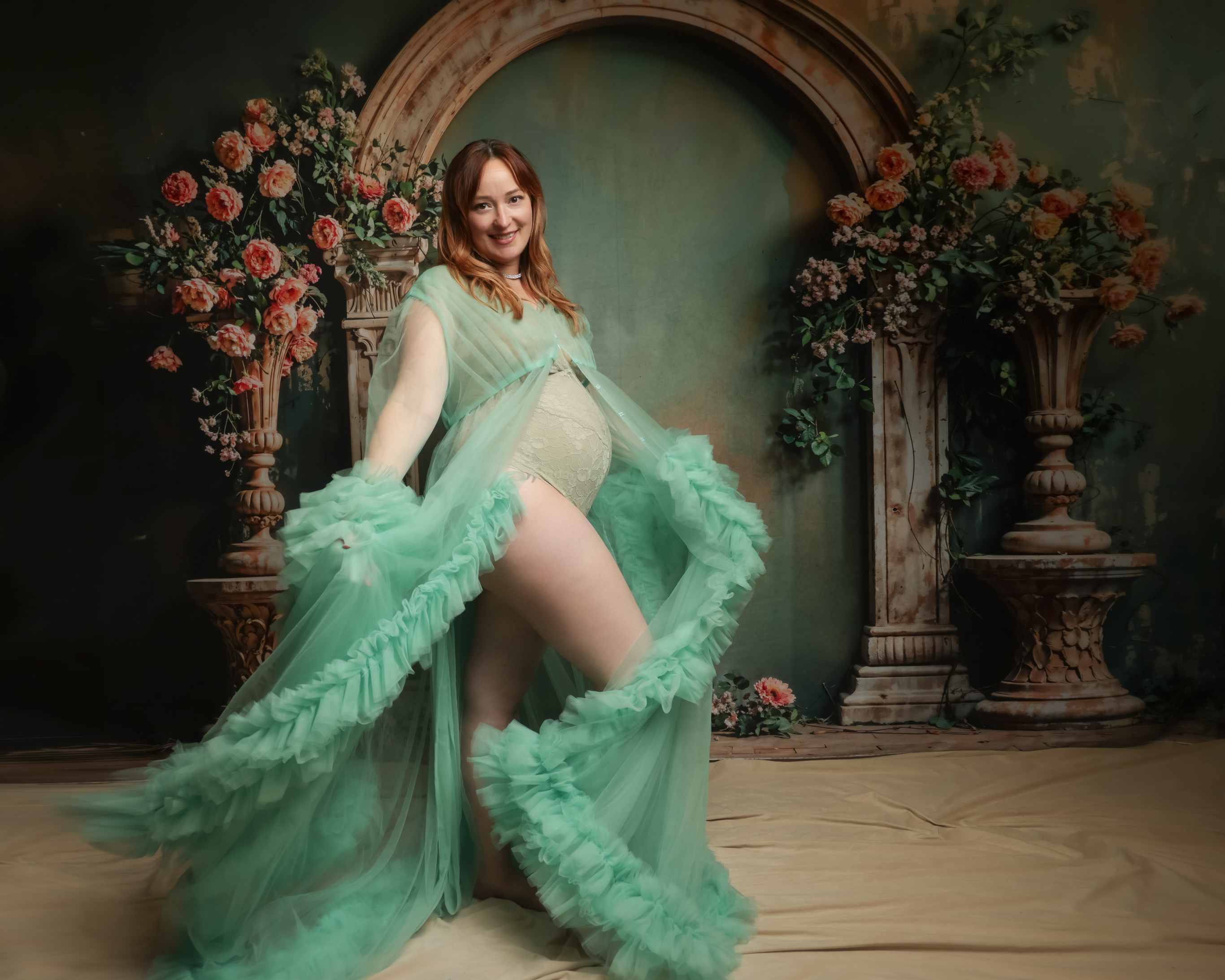 Kate Manches cloches Transparent Longue Doux Robe de Grossesse pour Séance Photo - Kate Backdrop FR