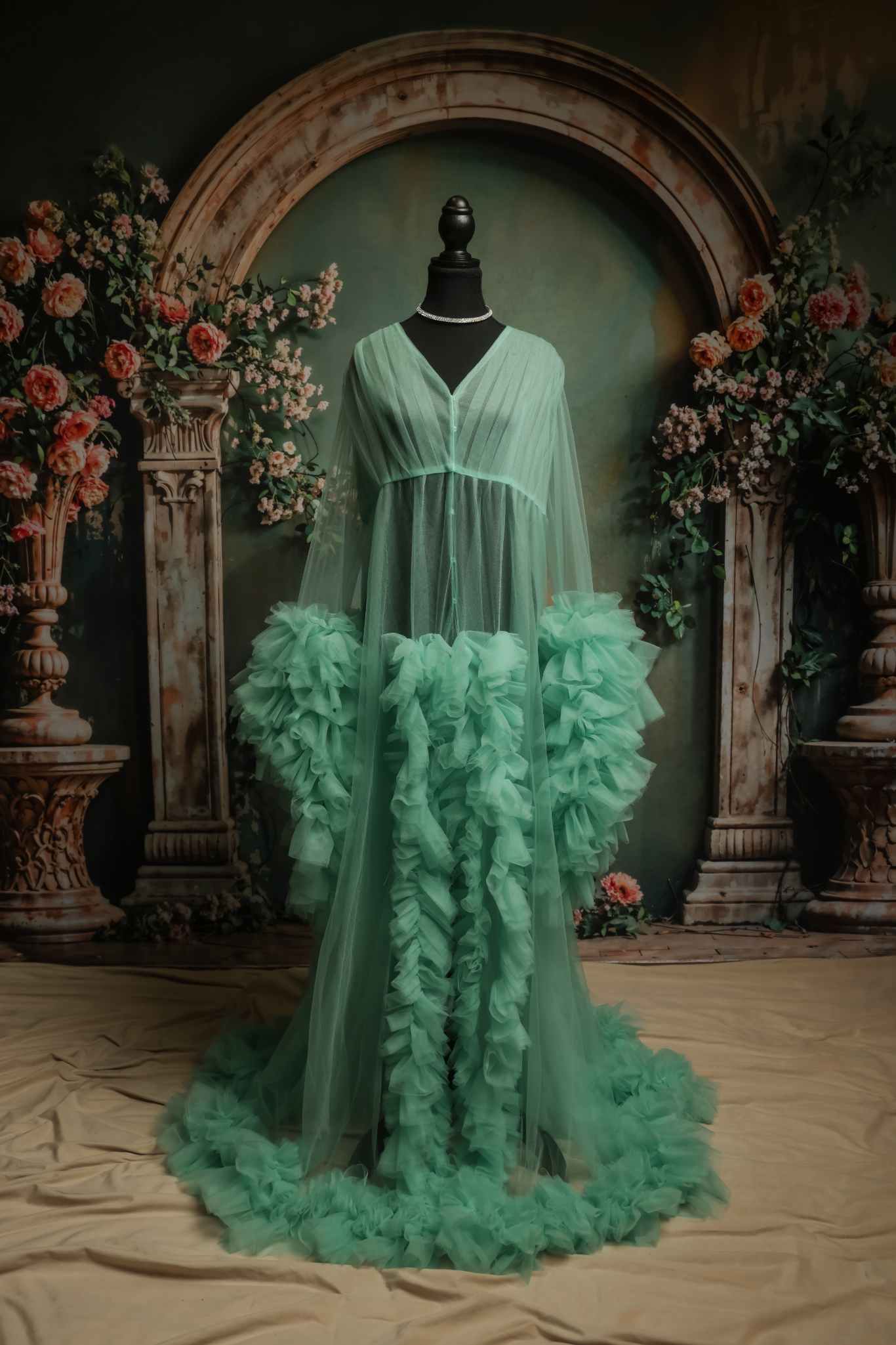 Kate Manches cloches Transparent Longue Doux Robe de Grossesse pour Séance Photo - Kate Backdrop FR