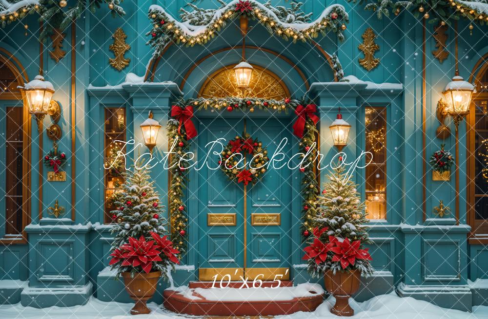 Kate Noël Vert foncé Rétro Maison Neige Toile de fond conçue par Emetselch - Kate Backdrop FR