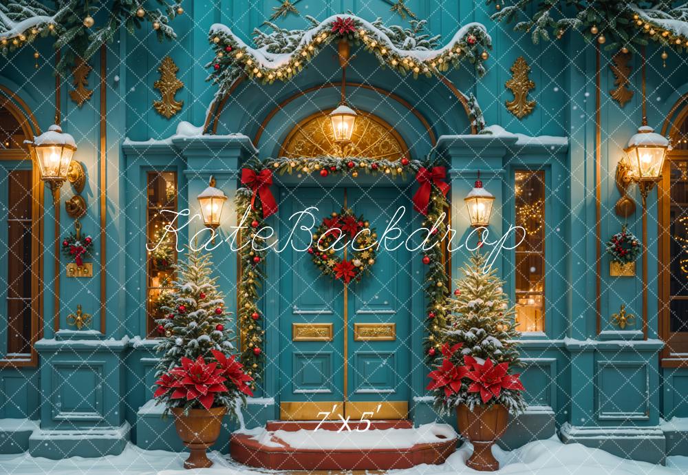 Kate Noël Vert foncé Rétro Maison Neige Toile de fond conçue par Emetselch - Kate Backdrop FR