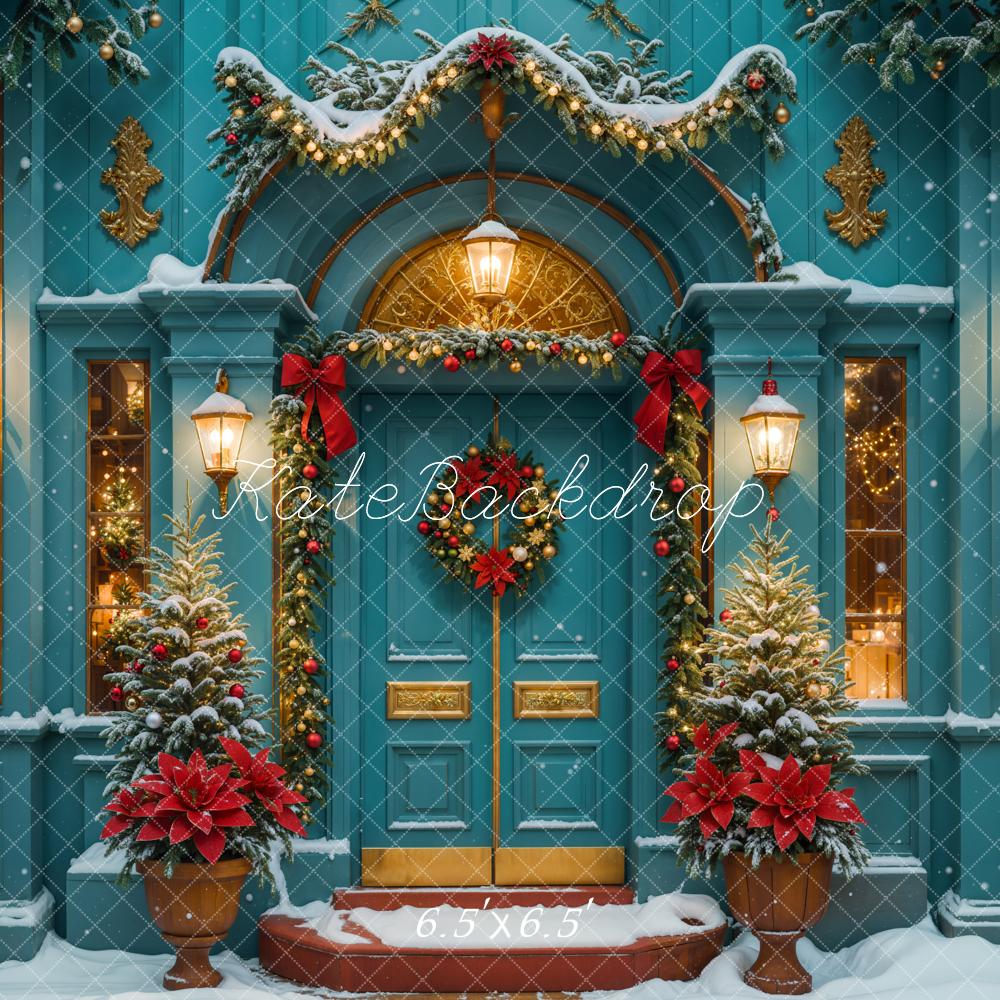 Kate Noël Vert foncé Rétro Maison Neige Toile de fond conçue par Emetselch - Kate Backdrop FR