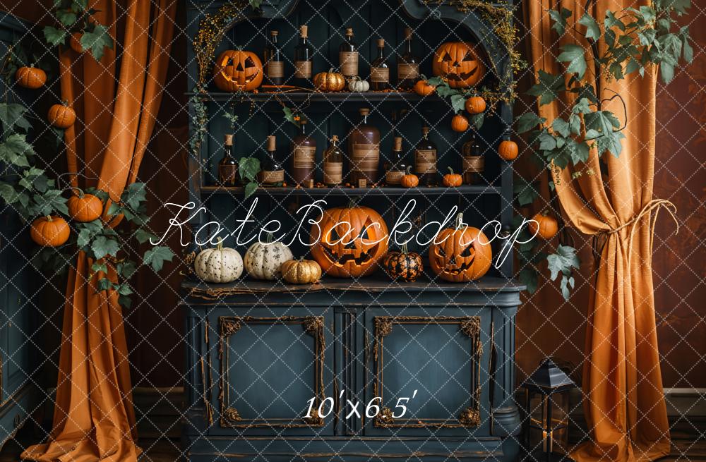 Kate Halloween Citrouille Vin Armoire Rétro Toile de fond conçue par Emetselch - Kate Backdrop FR