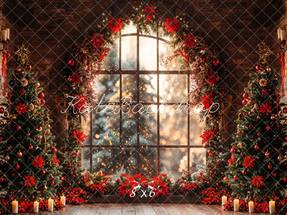 Kate Arbre de Noël Fenêtre Rouge Intérieur Toile de fond conçue par Emetselch - Kate Backdrop FR