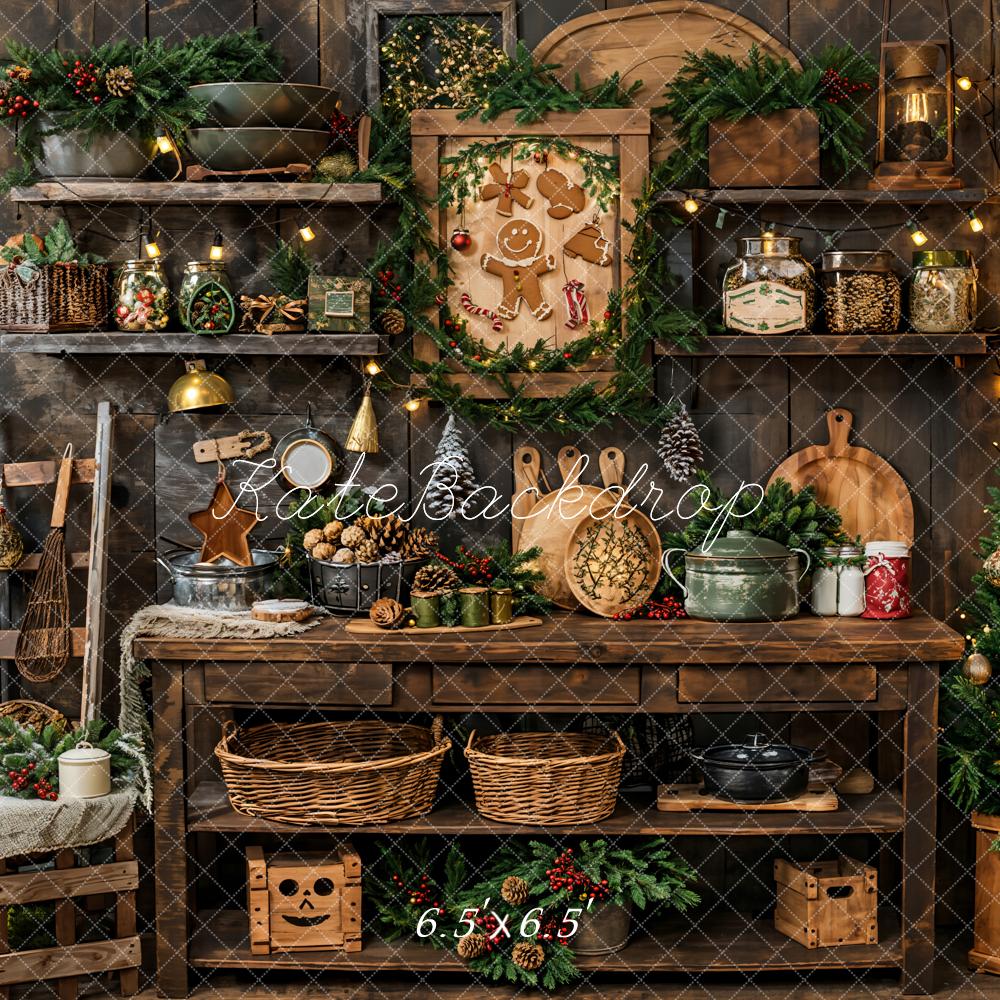 Kate Noël Ancien Cuisine en bois Intérieur Toile de fond conçue par Emetselch - Kate Backdrop FR