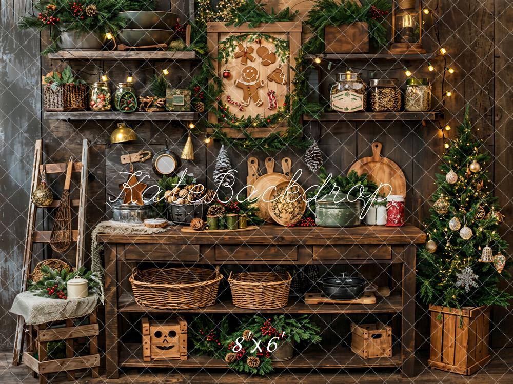 Kate Noël Ancien Cuisine en bois Intérieur Toile de fond conçue par Emetselch - Kate Backdrop FR