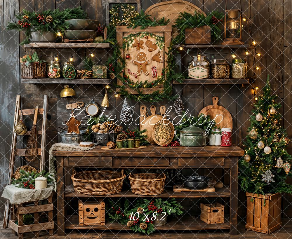 Kate Noël Ancien Cuisine en bois Intérieur Toile de fond conçue par Emetselch - Kate Backdrop FR