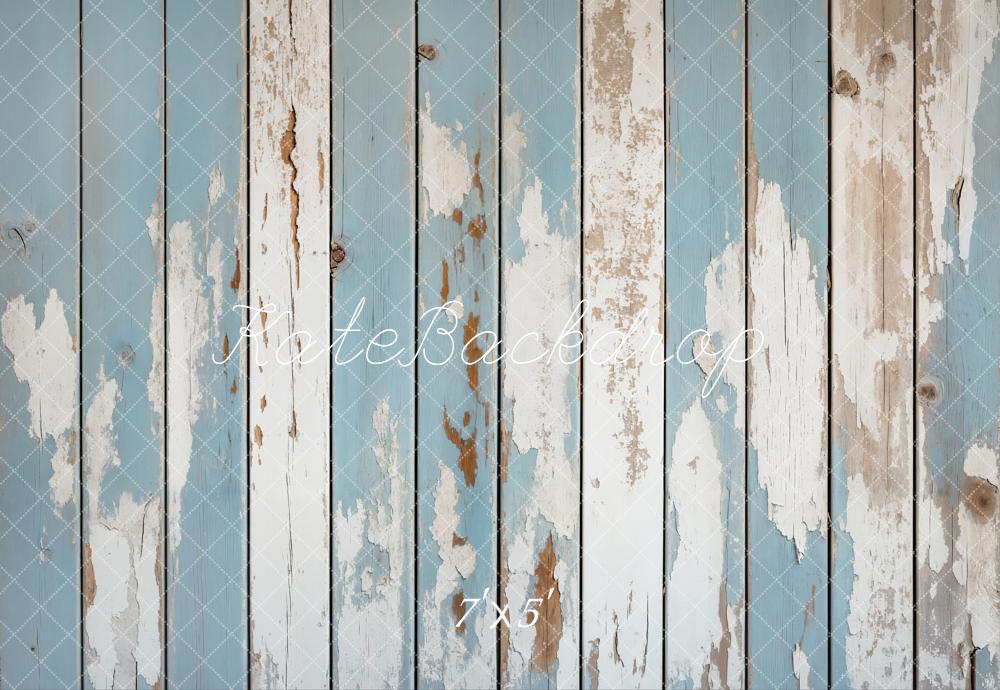 Kate Bleu crème Vieux Parquet Sol Toile de fond conçue par Kate Image - Kate Backdrop FR