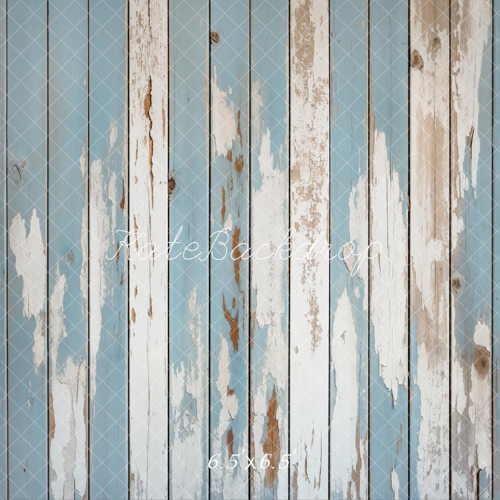 Kate Bleu crème Vieux Parquet Sol Toile de fond conçue par Kate Image - Kate Backdrop FR
