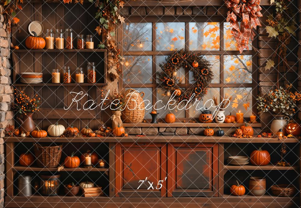 Kate Automne Citrouille Orange Cuisine Famille Toile de fond conçue par Emetselch - Kate Backdrop FR