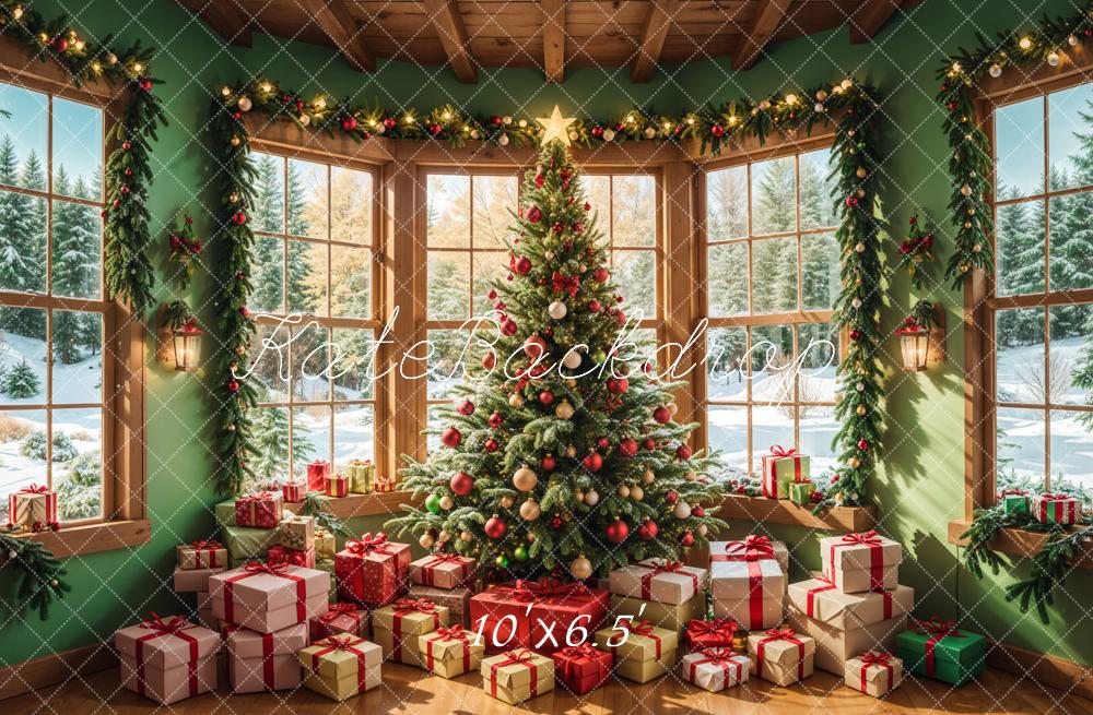Kate Sapin de Noël Cadeaux Intérieur Fenêtres Toile de fond conçue par Emetselch - Kate Backdrop FR