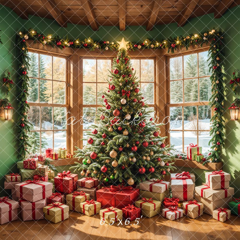 Kate Sapin de Noël Cadeaux Intérieur Fenêtres Toile de fond conçue par Emetselch - Kate Backdrop FR