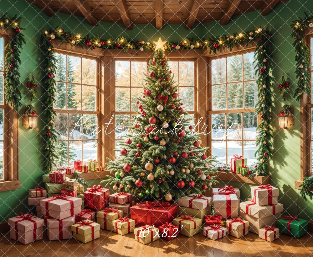 Kate Sapin de Noël Cadeaux Intérieur Fenêtres Toile de fond conçue par Emetselch - Kate Backdrop FR