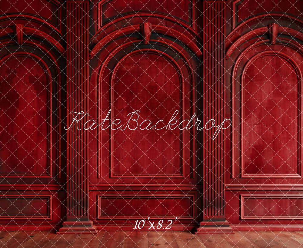 Kate Rouge foncé Mur Rétro Arche Classique Toile de fond conçue par Chain Photographie - Kate Backdrop FR