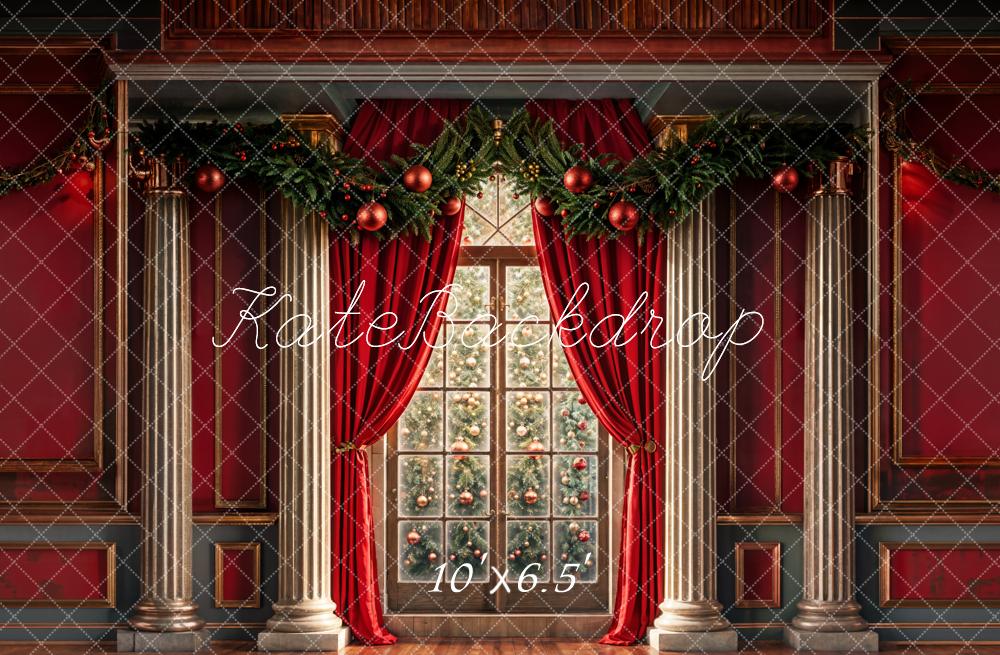 Kate Noël Intérieur Fenêtre Rouge Mur Rétro Toile de fond conçue par Chain Photographie - Kate Backdrop FR