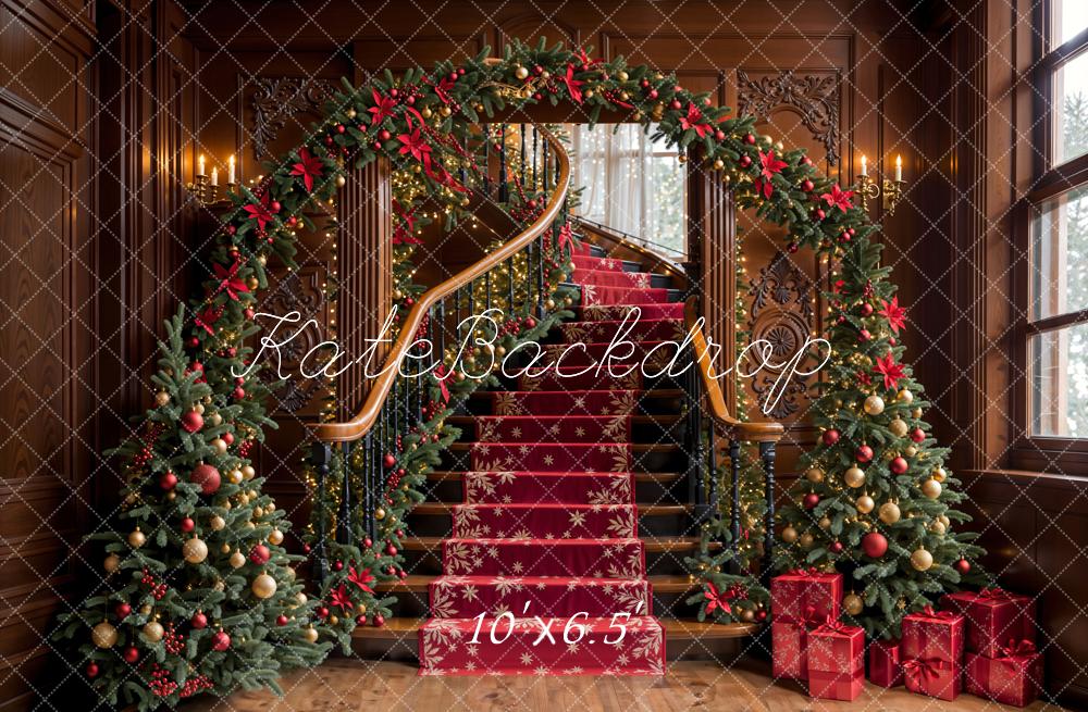 Kate Sapin de Noël Arche Escalier Vintage Toile de fond conçue par Emetselch - Kate Backdrop FR