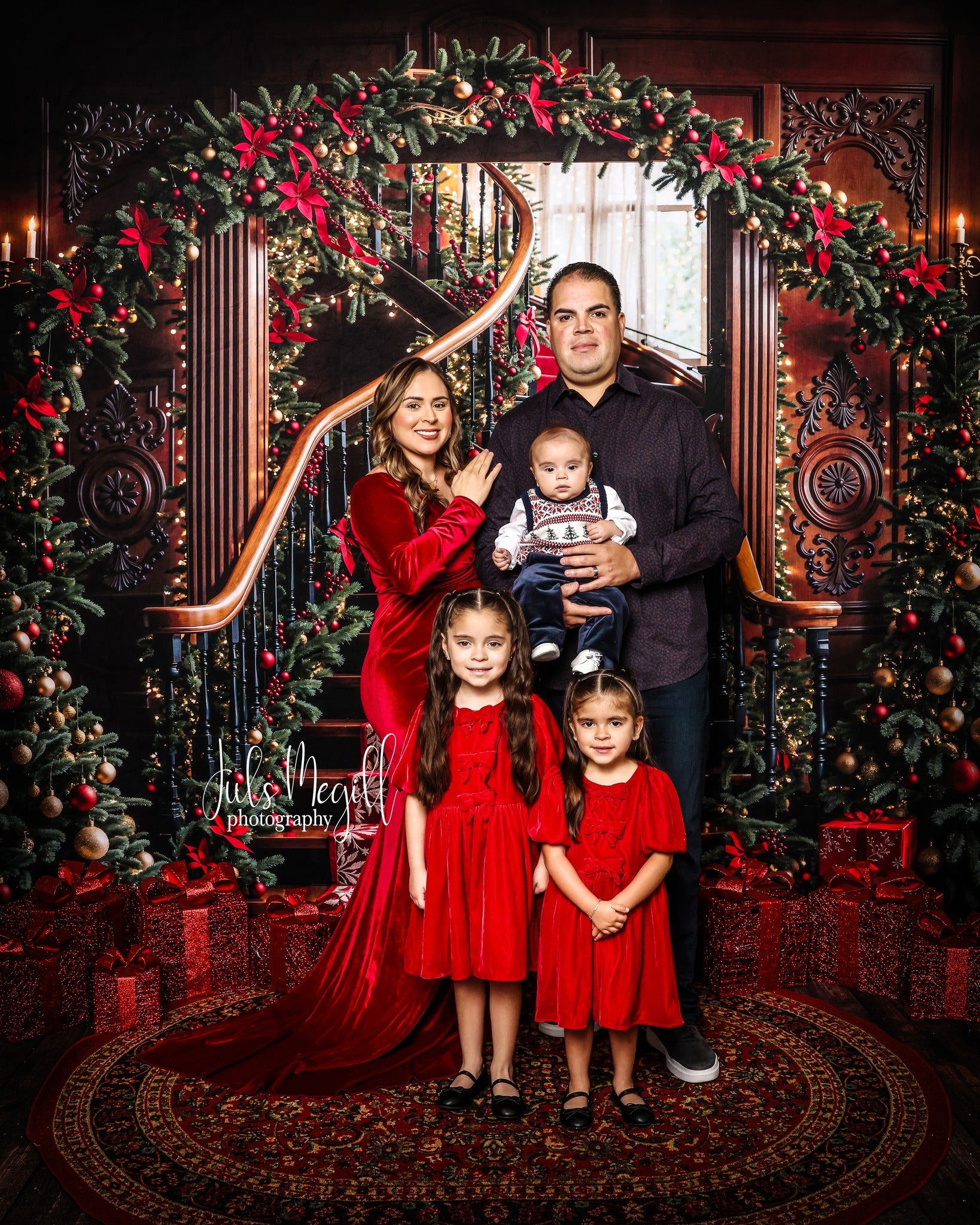 Kate Sapin de Noël Arche Escalier Vintage Toile de fond conçue par Emetselch - Kate Backdrop FR