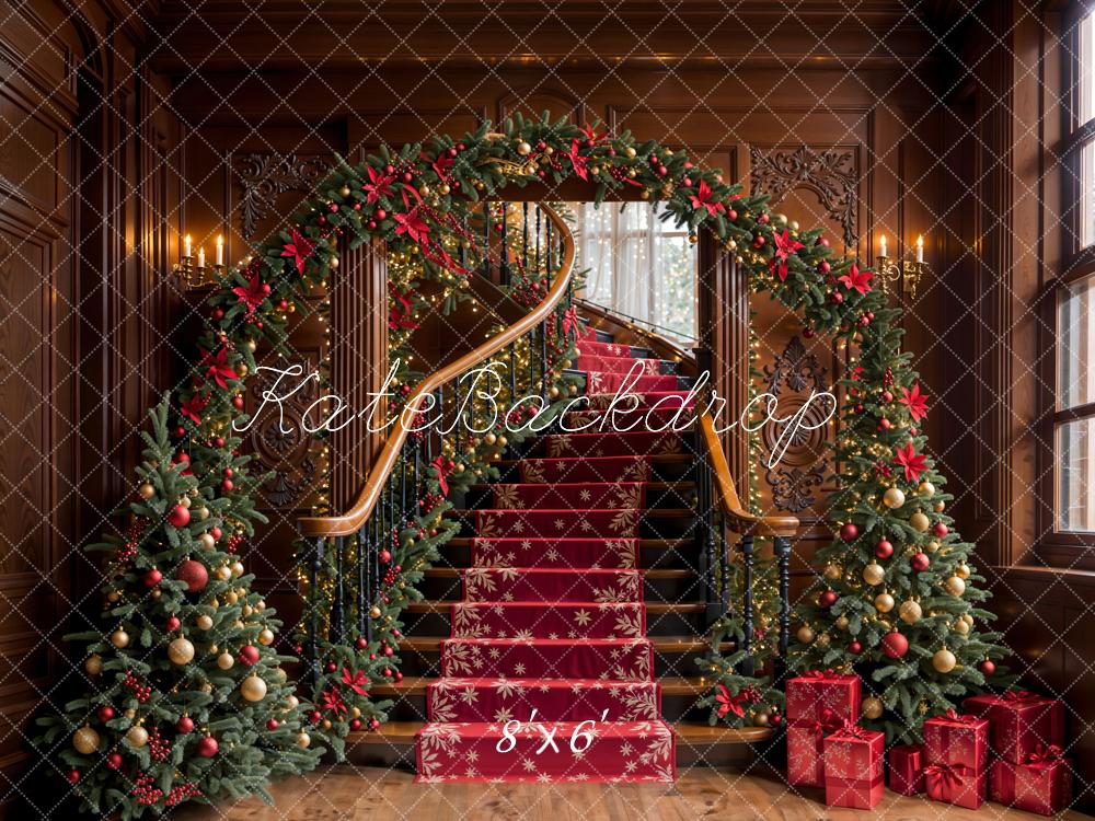 Kate Sapin de Noël Arche Escalier Vintage Toile de fond conçue par Emetselch - Kate Backdrop FR