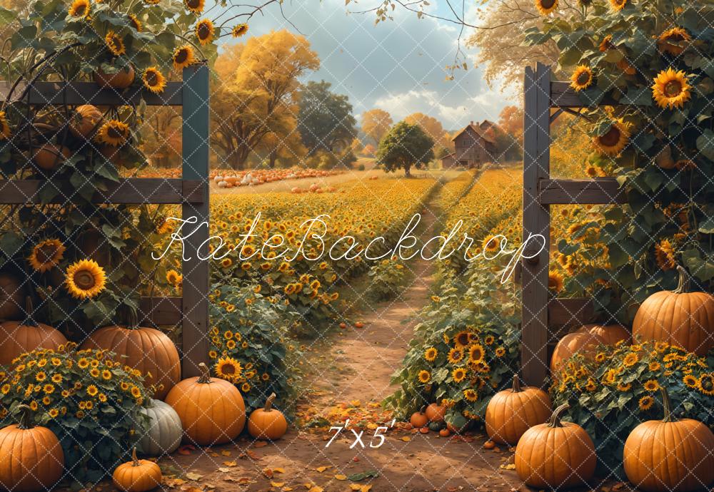 Kate Automne Tournesol Citrouille Campagne Toile de fond conçue par Emetselch - Kate Backdrop FR