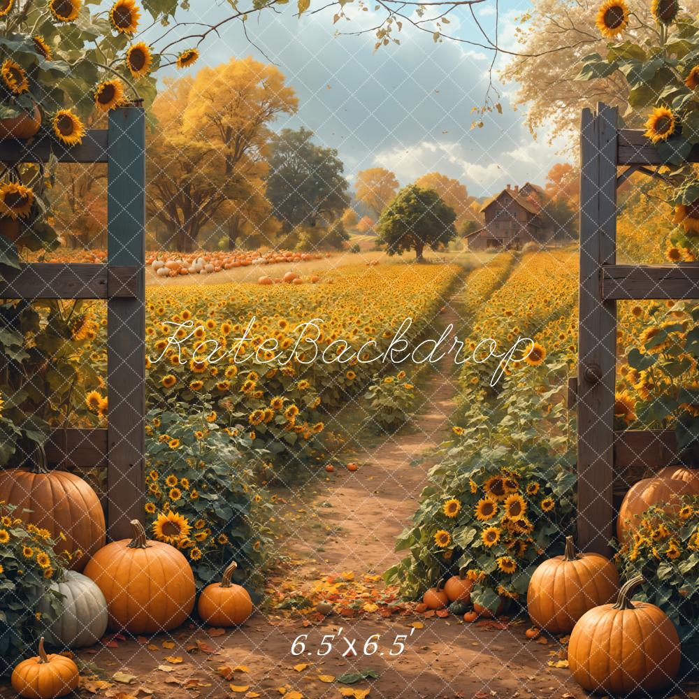 Kate Automne Tournesol Citrouille Campagne Toile de fond conçue par Emetselch - Kate Backdrop FR