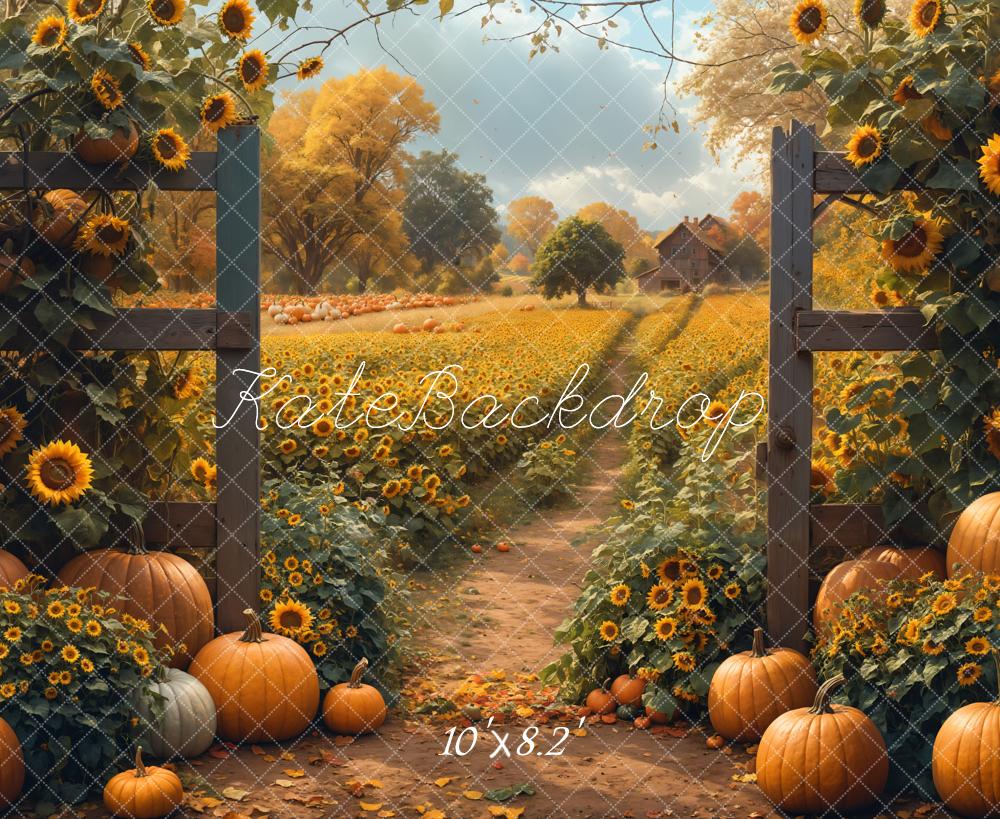 Kate Automne Tournesol Citrouille Campagne Toile de fond conçue par Emetselch - Kate Backdrop FR