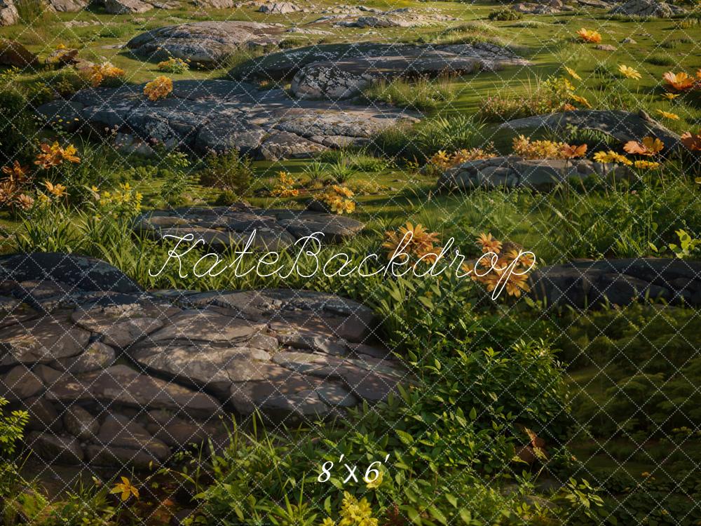 Kate Vert Herbe Pierres Sol Toile de fond conçue par Kate Image - Kate Backdrop FR