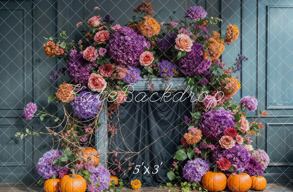 Kate Automne Arche de Fleurs Bleu Mur Vintage Toile de fond conçue par Emetselch - Kate Backdrop FR