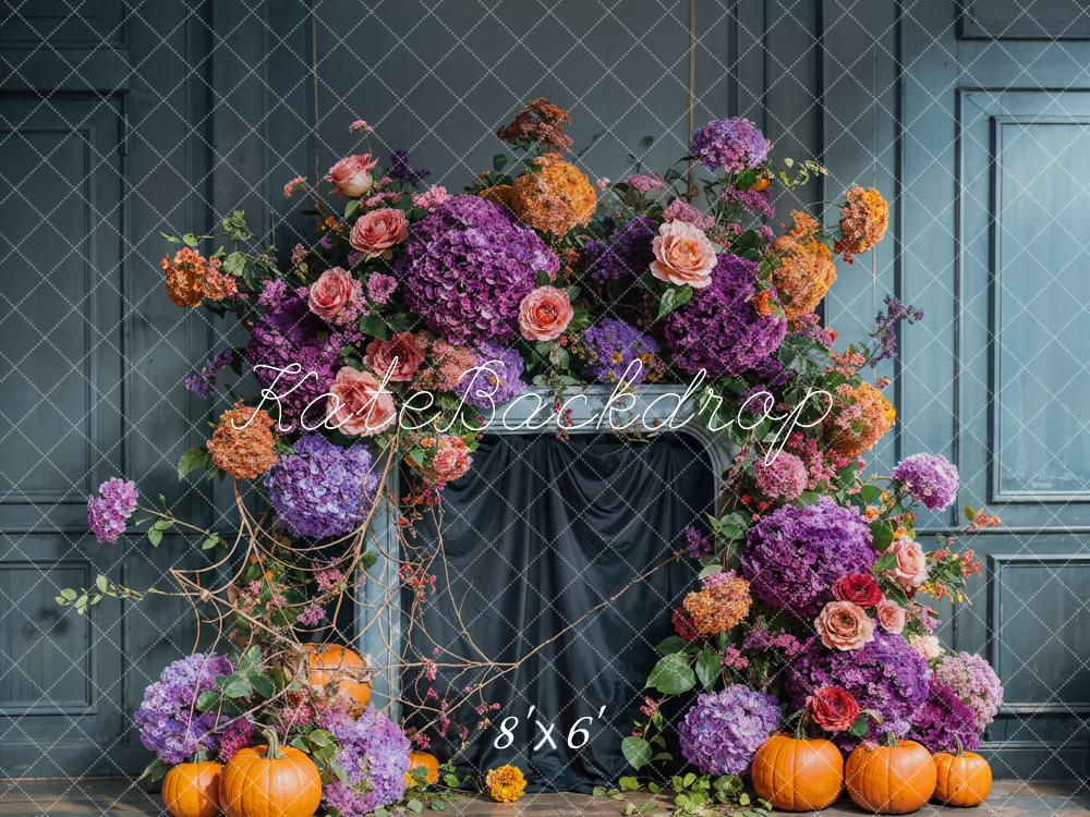 Kate Automne Arche de Fleurs Bleu Mur Vintage Toile de fond conçue par Emetselch - Kate Backdrop FR