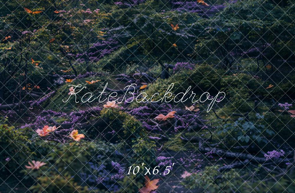 Kate Herbe Vert Feuilles tombées Sol Toile de fond conçue par Kate Image - Kate Backdrop FR