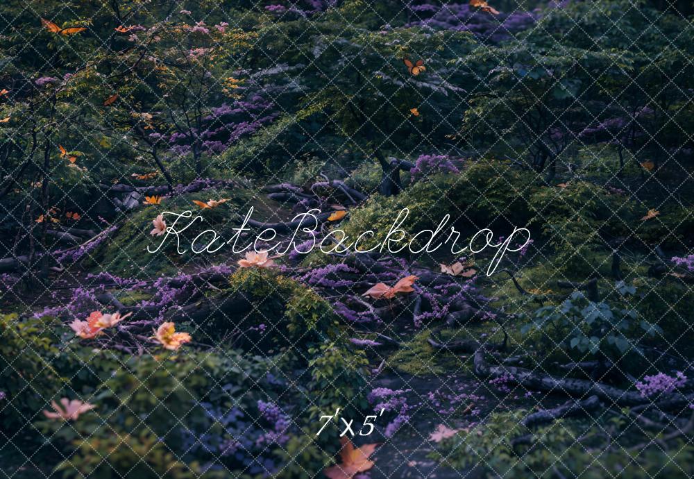 Kate Herbe Vert Feuilles tombées Sol Toile de fond conçue par Kate Image - Kate Backdrop FR