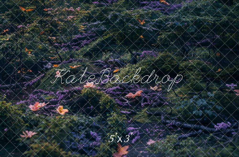 Kate Herbe Vert Feuilles tombées Sol Toile de fond conçue par Kate Image - Kate Backdrop FR