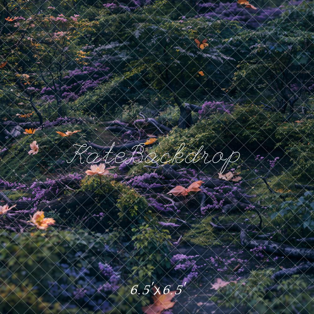 Kate Herbe Vert Feuilles tombées Sol Toile de fond conçue par Kate Image - Kate Backdrop FR