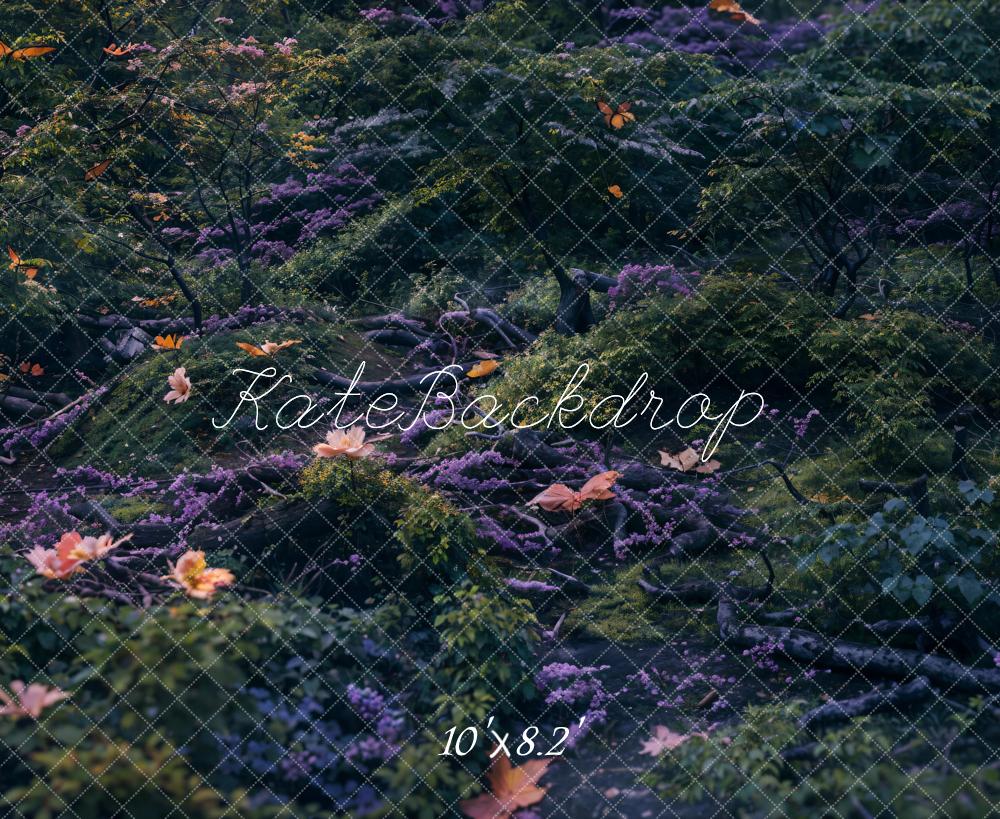 Kate Herbe Vert Feuilles tombées Sol Toile de fond conçue par Kate Image - Kate Backdrop FR