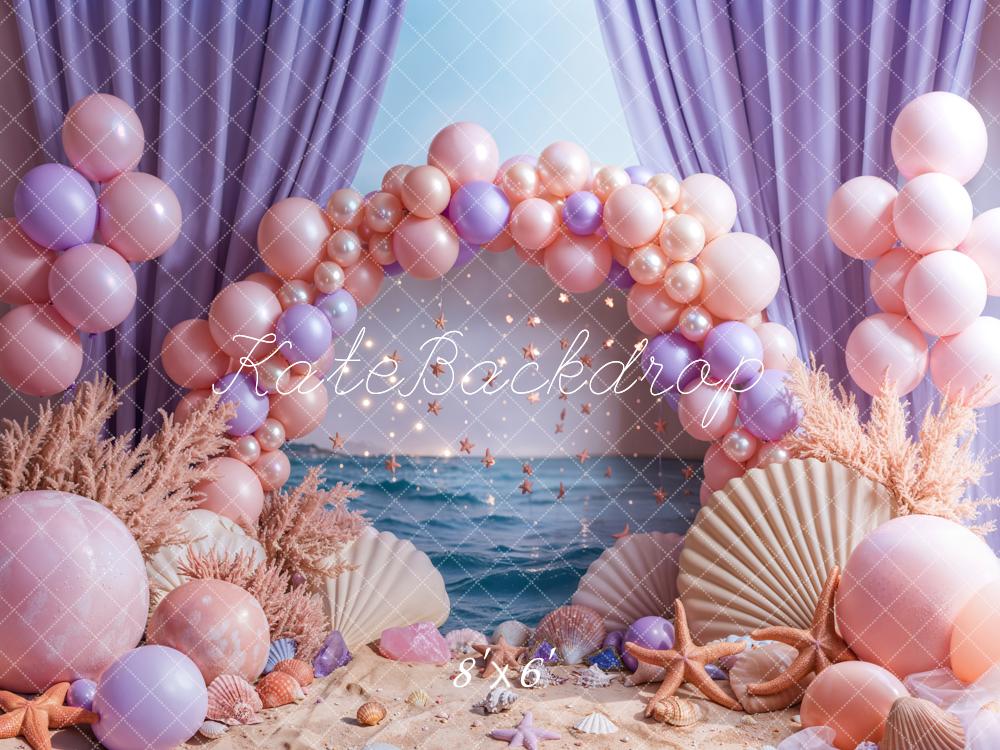 Kate Plage Rose Violet Arche de ballons Rideaux Toile de fond conçue par Emetselch - Kate Backdrop FR