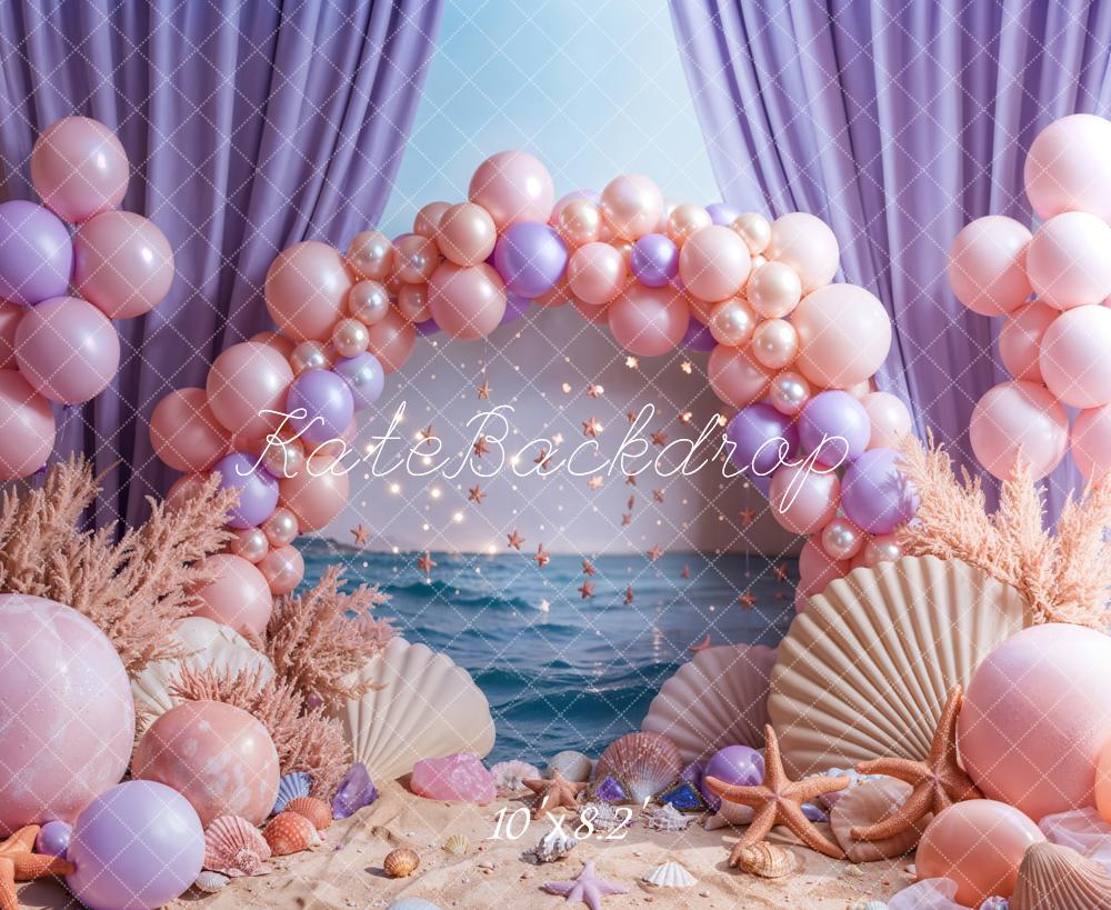 Kate Plage Rose Violet Arche de ballons Rideaux Toile de fond conçue par Emetselch - Kate Backdrop FR
