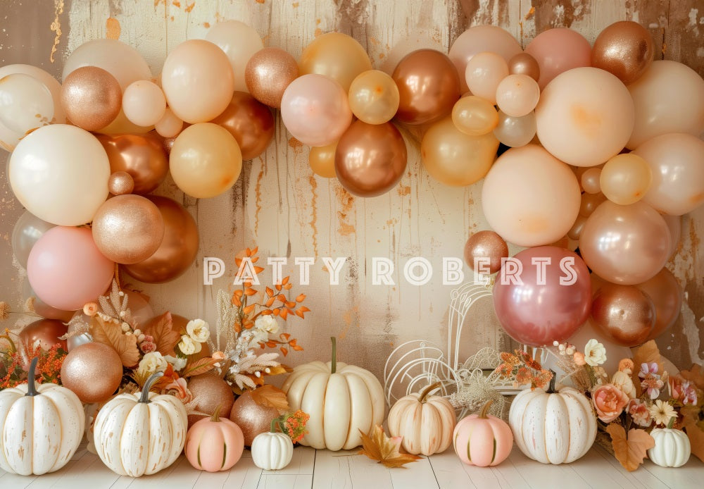 Kate Bohème Automne Citrouilles Ballons Toile de fond conçue par Patty Robert - Kate Backdrop FR