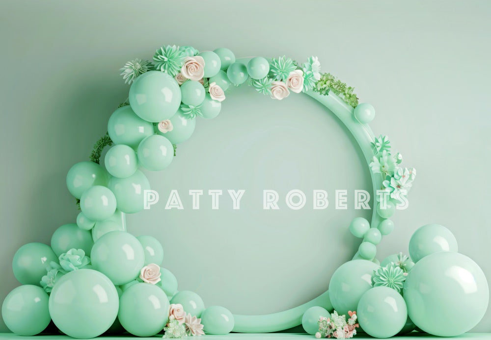 Kate Vert menthe Arche de Ballons Cake smash Toile de fond conçue par Patty Robert - Kate Backdrop FR