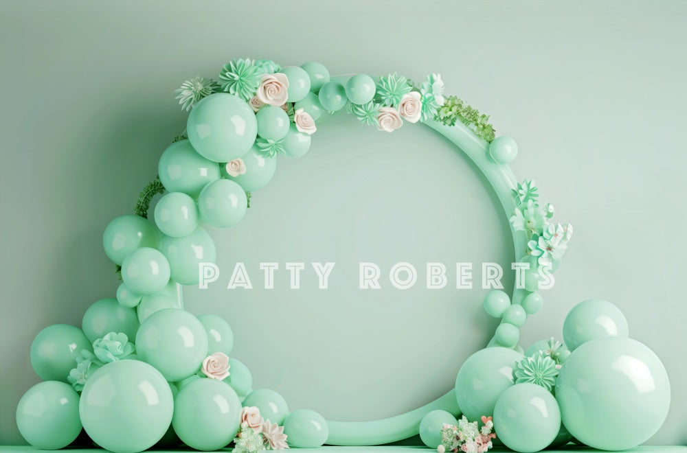 Kate Vert menthe Arche de Ballons Cake smash Toile de fond conçue par Patty Robert - Kate Backdrop FR