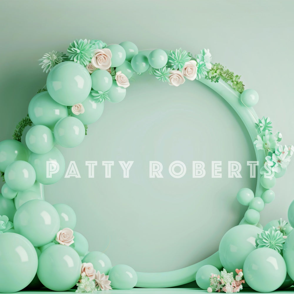 Kate Vert menthe Arche de Ballons Cake smash Toile de fond conçue par Patty Robert - Kate Backdrop FR